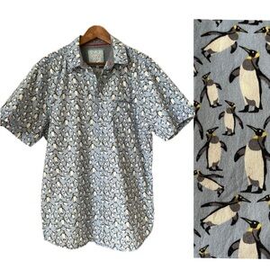 Good Vibes Penguins Shirt Size XL Short Sleeve Slim Fit Casual Resort Summer